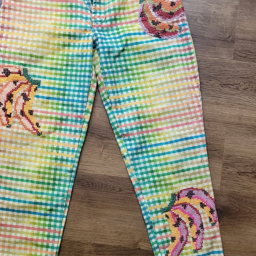 Farm rio cross stitched banana pants nwot sz 42